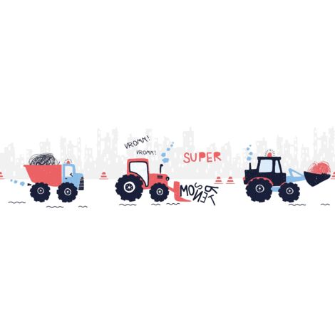 A.S. Création Super Tractor 403736 Papiertapete Kinderzimmer 5 x 1.55 m Schwarz Wohnzimmer Schlafzimmer Büro