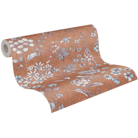 A.S. Creation  Travel Styles  391173  Vliestapete  Blumenoptik  10.05 x 0.53 m  Orange  Wohnzimmer  Flur  Büro  Küche  Wohnräume