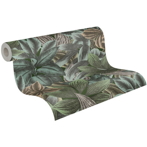 A.S. Creation  Travel Styles  392223  Vliestapete  Botanisch  10.05 x 0.53 m  Grün  Wohnzimmer  Flur  Büro  Küche  Wohnräume
