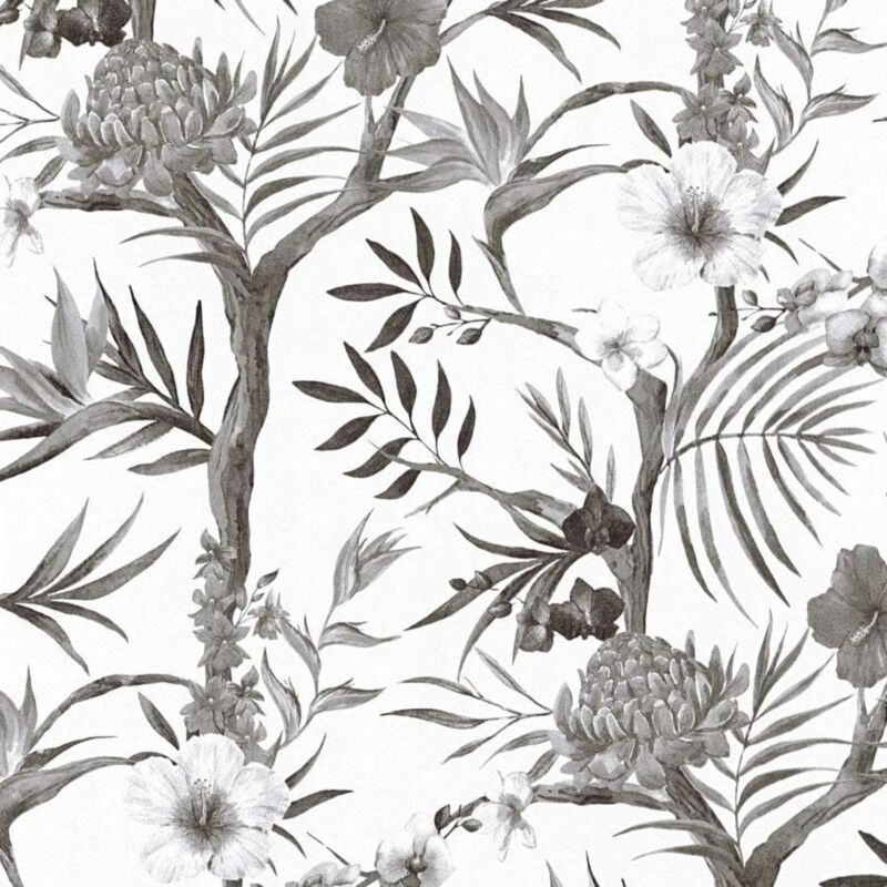A.s. Creations A.s.creations - As Creation Tropical Flowers Wallpaper Monochromatic Floral Paste The Wall Vinyl