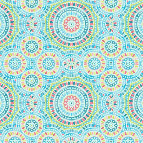 AS Creation Vibrant Mosaic Wallpaper Flowers Blue Green Paste The Wall Vinyl