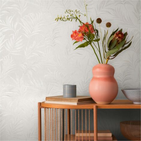 A.S. Creation Vliestapete 10.05 x 0.53 m Livingwalls Dschungel Tapete Weiß 791081 Palmen CosmoLiving by Cosmopolitan