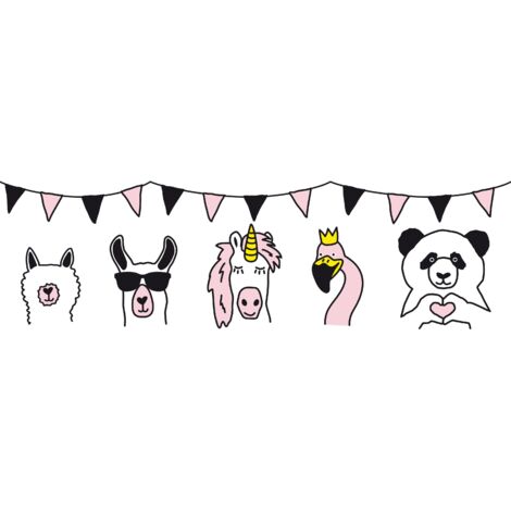 A.S. Création Wild Party 403729 Papiertapete Kinderzimmer 5 x 1.55 m Schwarz Wohnzimmer Schlafzimmer Büro