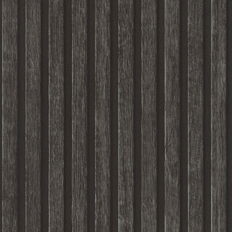 Wooden Slat Charcoal Wallpaper Modern Textured Paste The Wall Vinyl - As Creation