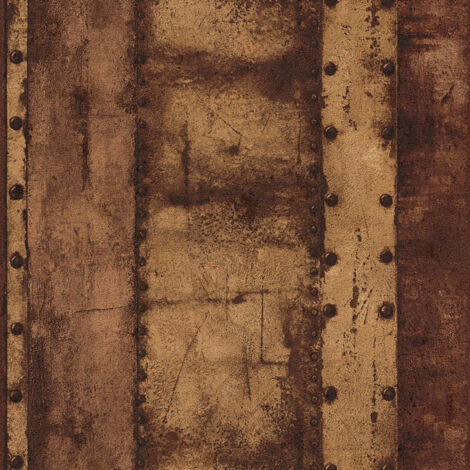 Papier peint à motif marron et orange – Style industriel pour bureau, couloir, cuisine, salon – Haute qualité Livingwalls – A.S. Creations