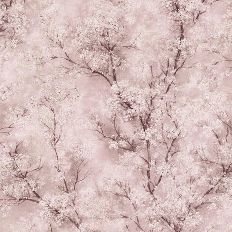A.S. Creations – Papier peint fleuri rose poudré – Tapisserie japonaise pour chambre et couloir – Papier peint pailleté fleur de cerisier