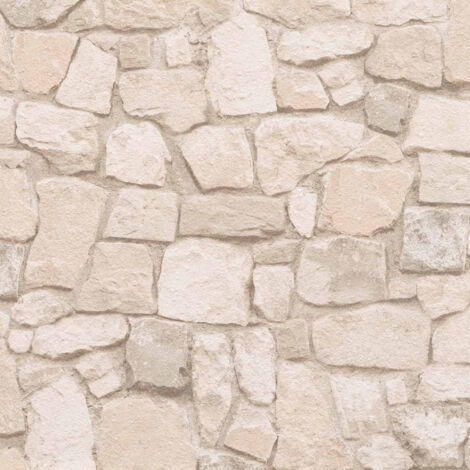 Papier peint imitation brique beige clair – Papier peint intissé pelable et brossable – Pour couloir, salon et cuisine – 10,05 x 0,53 m – A.S. Creations