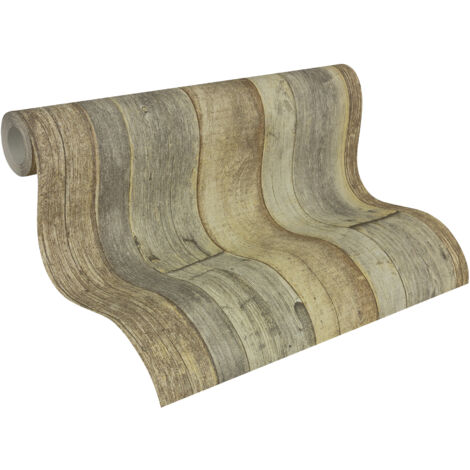 Papier peint imitation bois marron 53cm x 10,05m – Lessivable et brossable – Pour salon, chambre, cuisine, couloir – A.S. Creations - AS-959313