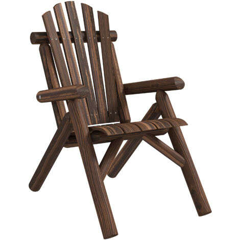 AS EASY Chaise de jardin Adirondack, chaise haute en bois avec accoudoirs, en sapin marron, 83 x 68 x 101 cm, idéale pour le jardin et la terrasse.