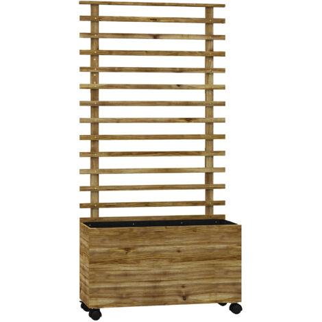 AS EASY Jardinière surélevée Outsunny avec treillis, enroulable, en bois, pour plantes grimpantes, balcon ou terrasse. Dimensions : 76 x 30 x 155 cm. Convient également pour les fleurs.