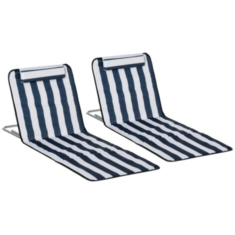 AS EASY Transat pliant, chaise longue de jardin avec appui-tête, chaise longue avec dossier réglable 5 positions, sac de transport, bleu