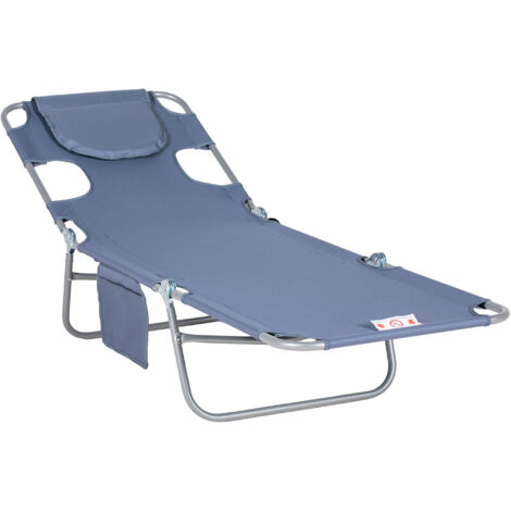 AS EASY Transat pliant/chalet de jardin avec fenêtre de lecture, appui-tête, dossier inclinable 5 positions, résistant aux intempéries, supportant jusqu'à 120 kg, pour jardin, plage, piscine, gris