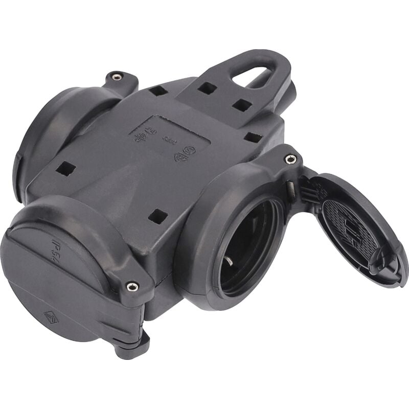 As-schwabe - 3-fach Verteilersteckdose mit 360° Sicherheitsklappdeckel IP44