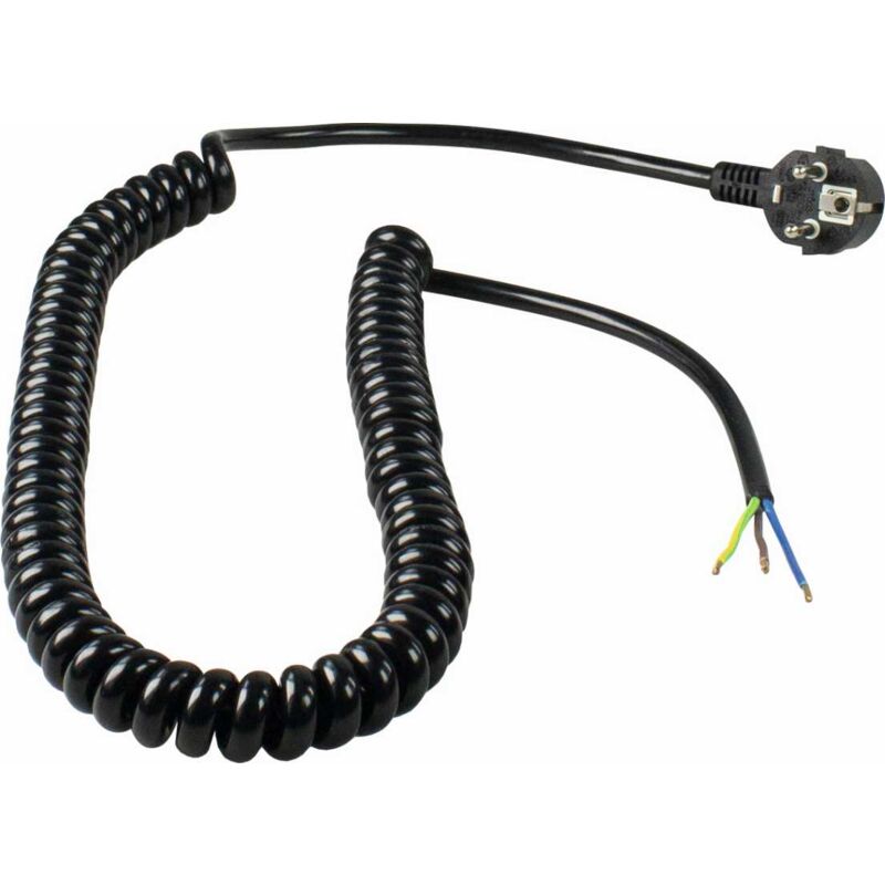 Anschluss Spiralkabel 230V 16A schw. 2,5m H05VV-F 3G1,5 IP20