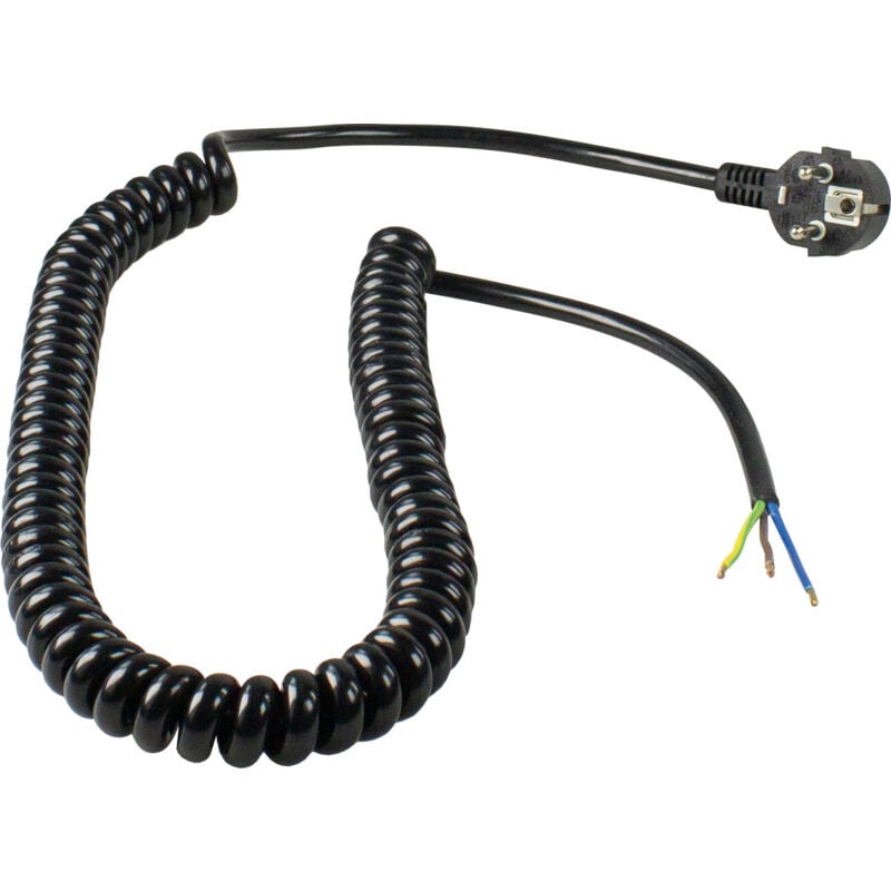 Anschluss Spiralkabel 230V 16A schwarz 4m H05VV-F 3G1,5 IP20