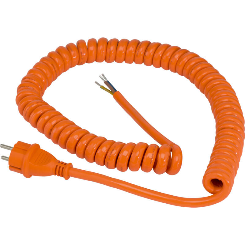 Anschlusskabel Spiralkabel 230V 16A orange 5m H07BQ-F 3G1,5 IP44