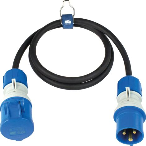 as - Schwabe Cavo di prolunga da campeggio, 5 m, 230 V, 16 A, 3 poli, spina CEE con indicatore di tensione, accoppiamento CEE con coperchio ribaltabile, prolunga per camper, prodotto in Germania,