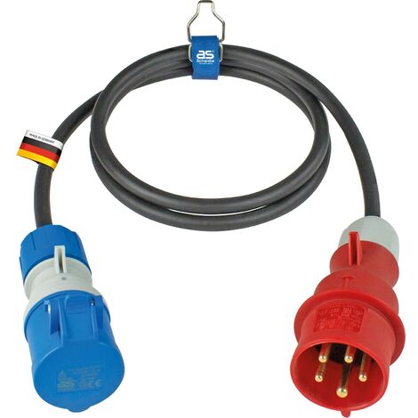 as - Schwabe CEE Cavo adattatore caravan 1,5 m - Spina CEE 400 V / 16 A / 5 poli & attacco CEE con coperchio incernierato 230 V / 16 A / 3 poli - Adatto per interni / esterni - IP44 - Made in Germany