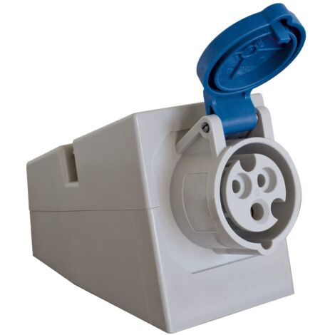as - Schwabe CEE Presa a muro caravan - 230 V / 16 A presa a muro per esterni con coperchio incernierato - Presa a 3 poli per caravan e camper - Ideale per uso esterno - IP44 - Bianco
