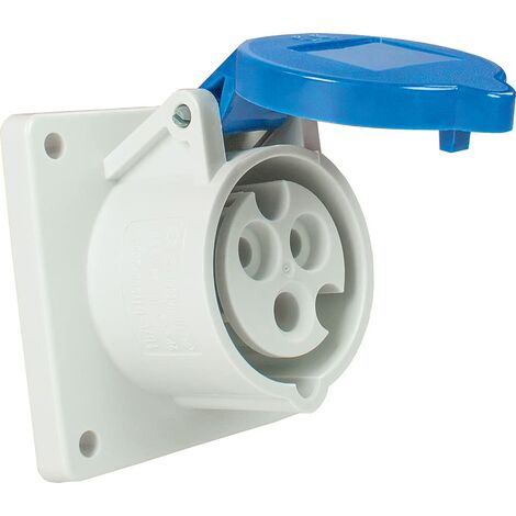 as - Schwabe CEE Presa a superficie per caravan - 230 V / 16 A presa a superficie per esterni con coperchio incernierato - Presa tripolare per caravan e camper - Per uso esterno - IP44 - Blu