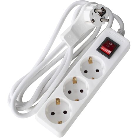 as - Schwabe Ciabatta elettrica a 3 prese con spina piatta per interni con maggiore protezione da contatto, spina di protezione estremamente piatta da 230 V, 16 A, IP20, colore bianco as 11391