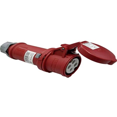 as - Schwabe Presa Elettrica CEE 400V/32A/4-pin - con contatto a vite per il collegamento di potenza - Resistente agli urti - Resistente agli spruzzi IP44 - Rosso/grigio, 60576