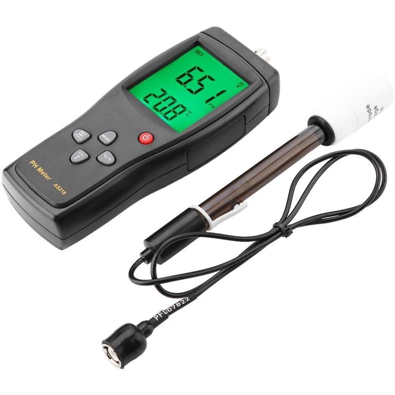 AS218 pH-mètre Numérique de qualité de l'eau, Humidimètre avec Boîte de Rangement et Sonde pour Piscine