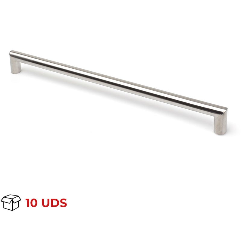 

Caja con 10 asas de estilo contemporáneo funcional, fabricada en acero inoxidable, con acabado inox mate y 292 mm de