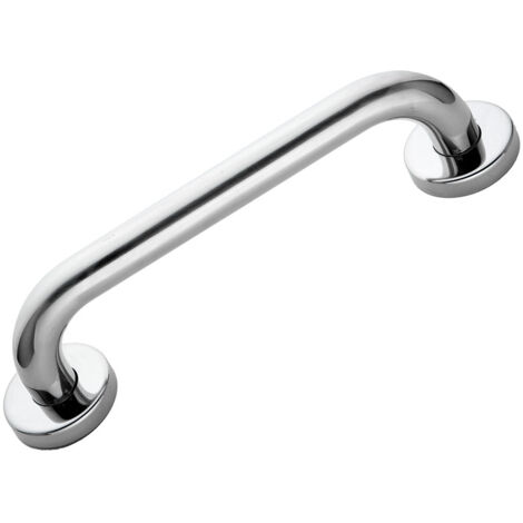 Asa de seguridad lisa 25cm de acero inoxidable 304 con acabado en cromo brillo y 6 puntos de anclaje, tacos y tornillos incluidos Kibath