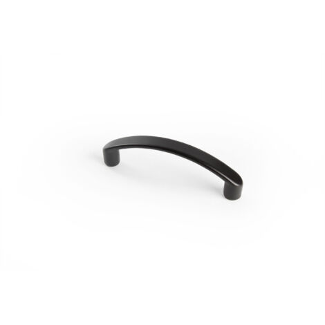 Asa de zamak con acabado negro mate, dimensiones:71x8x21mm y entrepuntos:64mm -