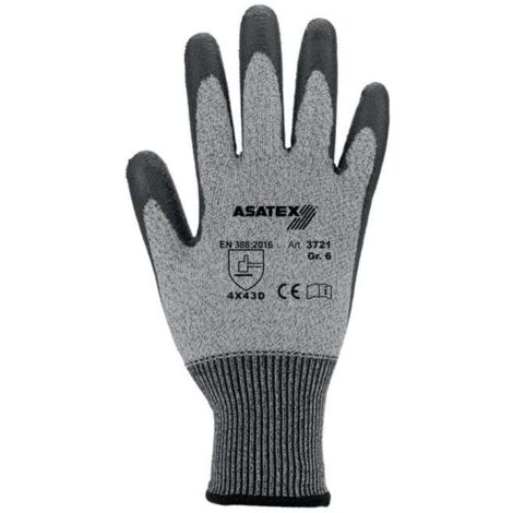 ASATEX 3721/9 Schnittschutzhandschuhe  Größe 9 graumeliert/schwarz EN 388 PSA-Ka