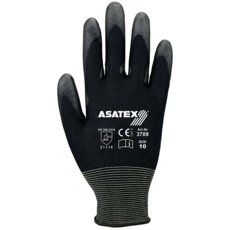 ASATEX 3709 Handschuhe Gr.10 schwarz Polyamid m. Soft-Polyurethan EN 388 Kat