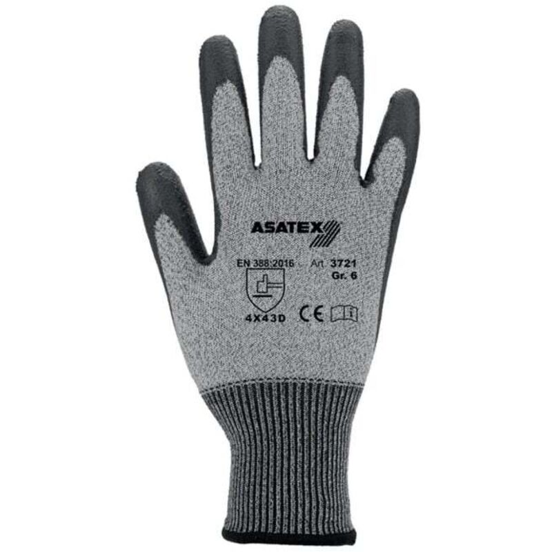 Asatex - 3721/10 Schnittschutzhandschuhe Größe 10 graumeliert/schwarz en 388 psa-