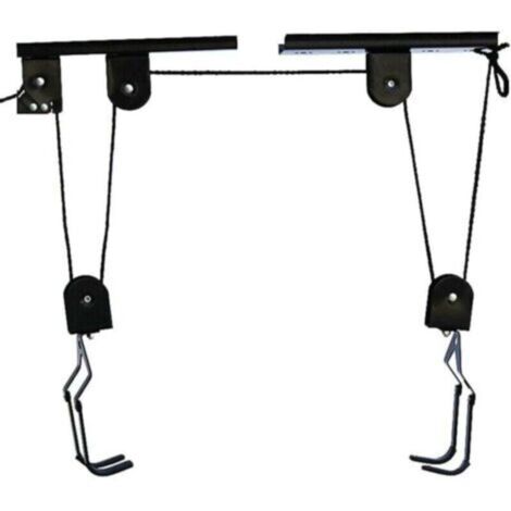 Ascenseur à vélo, Jusqu’à 20 kg, pour Plafond avec câble, Garage et Cave, Porte Bicyclette de Plafond, Noir