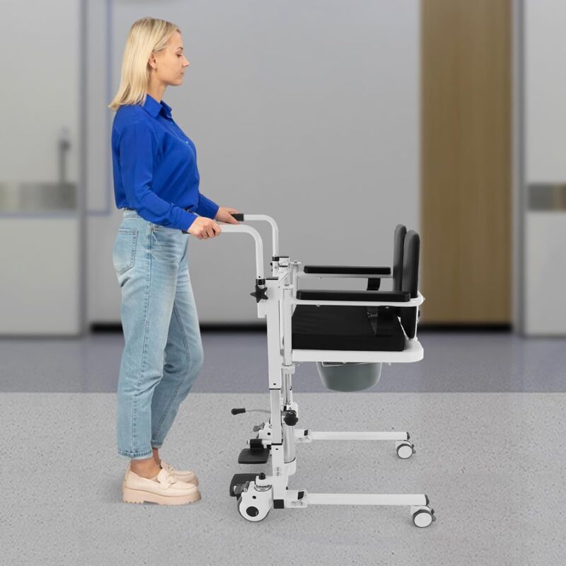 Ascenseur de patient hydraulique multifonctionnel, chaise de douche avec ceinture de sécurité, 43 - 61 cm hauteur d'assise réglable chaise de