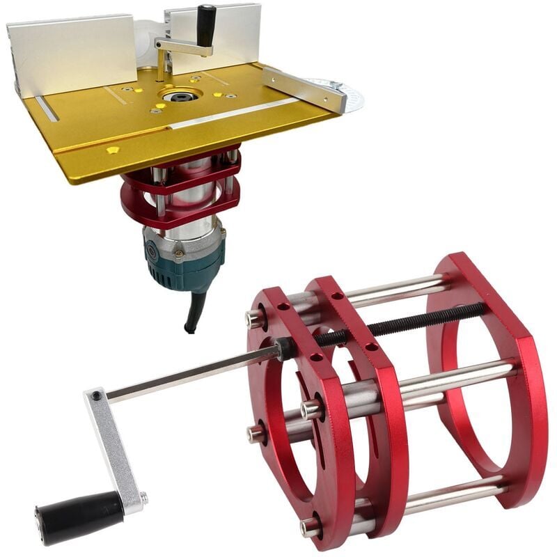 Ascenseur de Routeur, Kit de Système de Levage de Routeur en Métal pour Plaque de Base D'insertion de Scie à Table de Routeur, Serrage à 4 Mâchoires