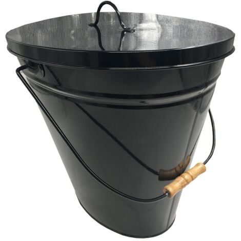 Ascheeimer oval, mit Deckel matt/schwarz, BxTxH = 34x23x30 cm Ascheeimer