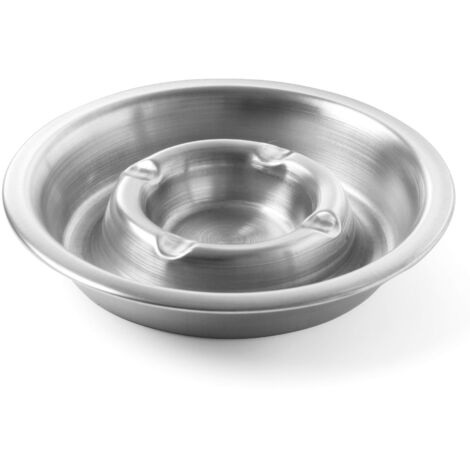 Aschenbecher mit Ascherinne, Edelstahl, Durchmesser 140 mm - Hendi 440001