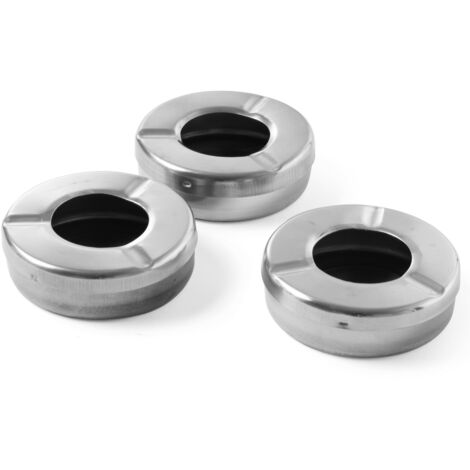 Aschenbecher mit Deckel, Edelstahl, Durchmesser 90mm 3er-Set - Hendi 440490