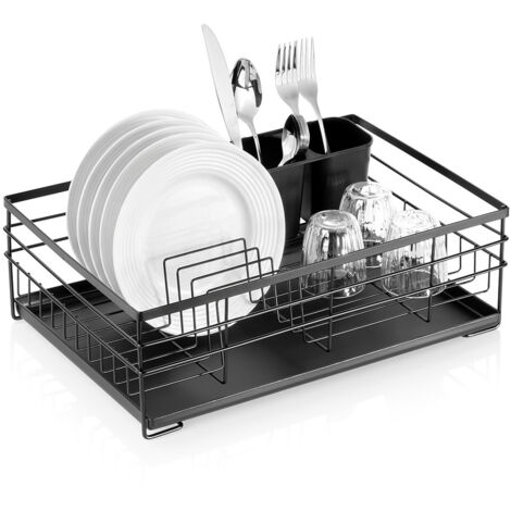 ASCIUGA PIATTI SCOLAPIATTI NERO PORTA PIATTI POSATE CUCINA