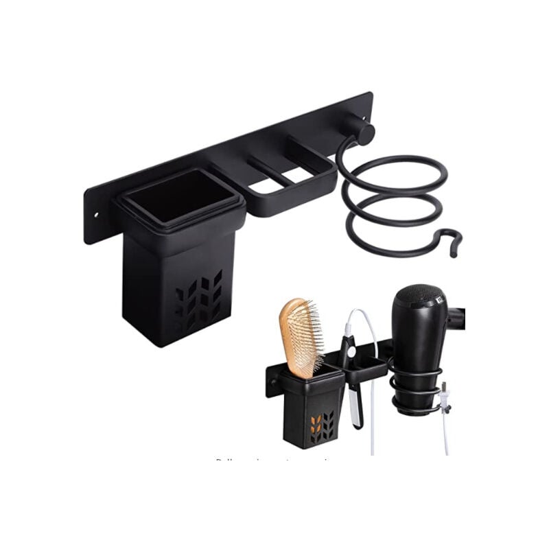 Image of Asciugacapelli Accessori per portaoggetti da bagno Set di supporti per organizer e piastra per capelli Accessorio professionale per montaggio a