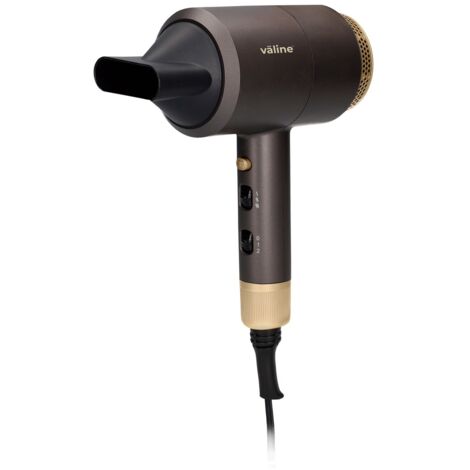 Asciugacapelli ionico "Hixon" con diffusore e concentratore d'aria e anello per appendere (1800W 230V) IP20 colore grigio e oro