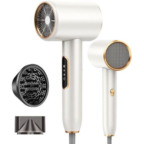 Asciugacapelli ionico professionale, asciugacapelli ad asciugatura rapida da 2400 W, asciugacapelli potente e leggero, 3 temperature 2 velocità, con anello diffusore per asciugacapelli e concentratore