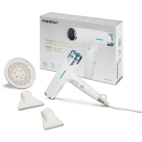 Asciugacapelli - MEDION - MD19984 - 1500 W - 3 velocità - 105°C - Bianco