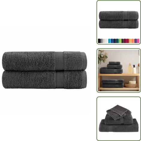Asciugamani antracite - vidaXL Asciugamani Premium SOLUND 2 pz Antracite 50x100 cm 600 g/m² - Asciugamani assorbenti