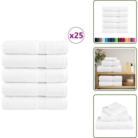Asciugamani bianchi - vidaXL Asciugamani da doccia premium SOLUND 25 pezzi bianchi 70x140 cm 600 g/m² - Asciugamani lavabili
