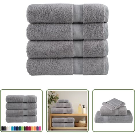 Asciugamani cotone -  Asciugamani Premium SOLUND 4 pz Grigio 50x100 cm 600 g/m²