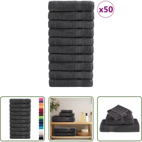 Asciugamani cotone -  Asciugamani Premium SOLUND 50 pz Antracite 50x100 cm 600 g/m²