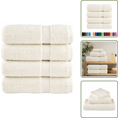 Asciugamani crema - vidaXL Asciugamani Premium SOLUND 4 pz Crema 50x100 cm 600 g/m² - Asciugamani lavabili