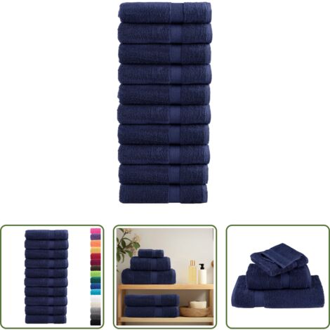 Asciugamani da bagno -  Asciugamani da doccia premium SOLUND 10 pezzi blu navy 70x140 cm 600 g/m²